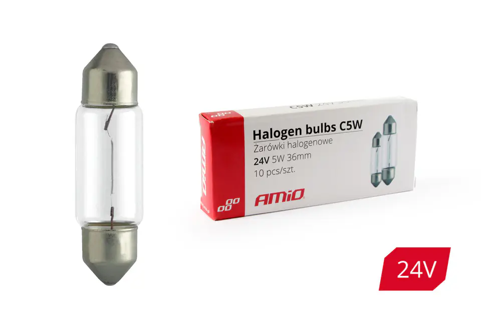 01000 Żarówki halogenowe C5W Festoon 36mm 24V 10 sztuk w sklepie Wasserman.eu