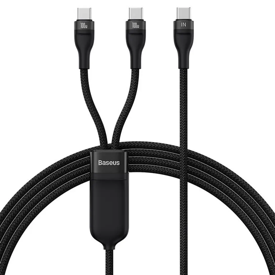 ⁨Kabel USB 2w1 Baseus Flash Series, USB-C do USB-C 100W, 1.5m (czarny)⁩ w sklepie Wasserman.eu