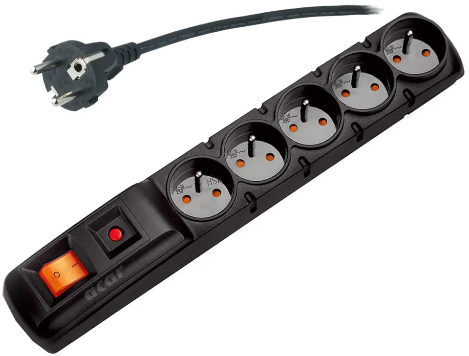 ⁨Acar surge protector (5 sockets 1.5 m black) (1)⁩ at Wasserman.eu