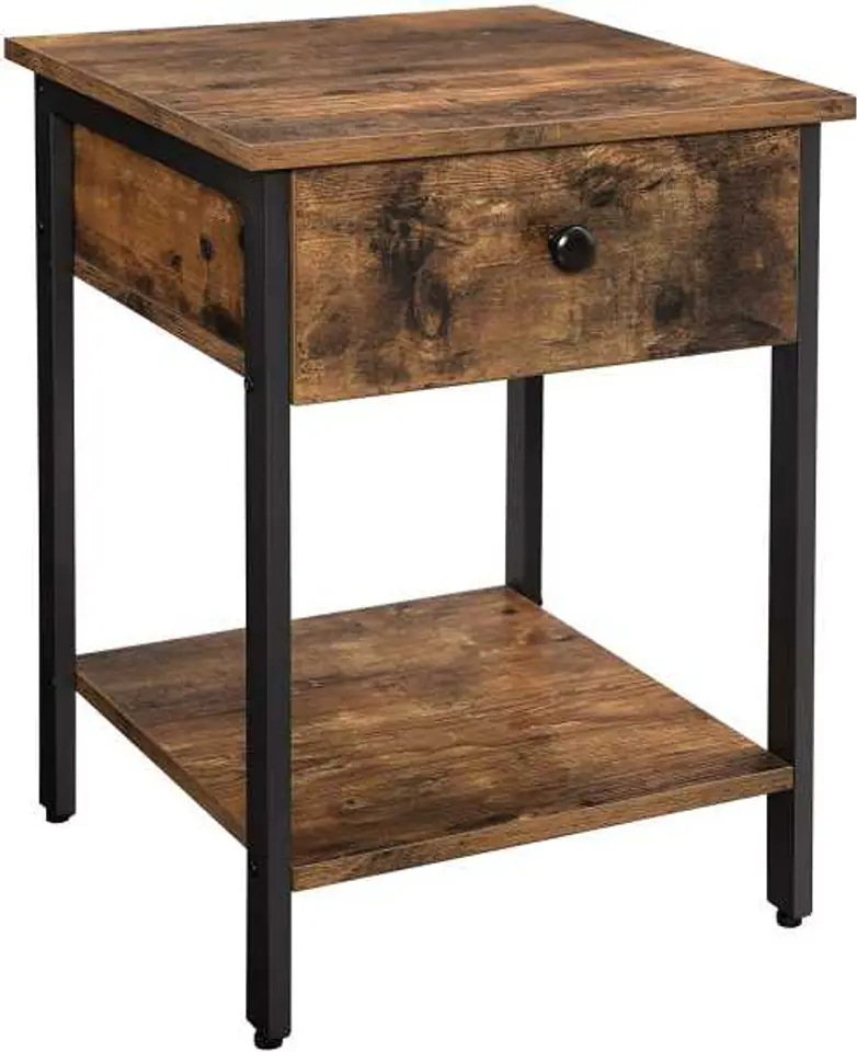 ⁨Coffee table with drawer in industrial style 40x40x55 cm VASAGLE⁩ at Wasserman.eu