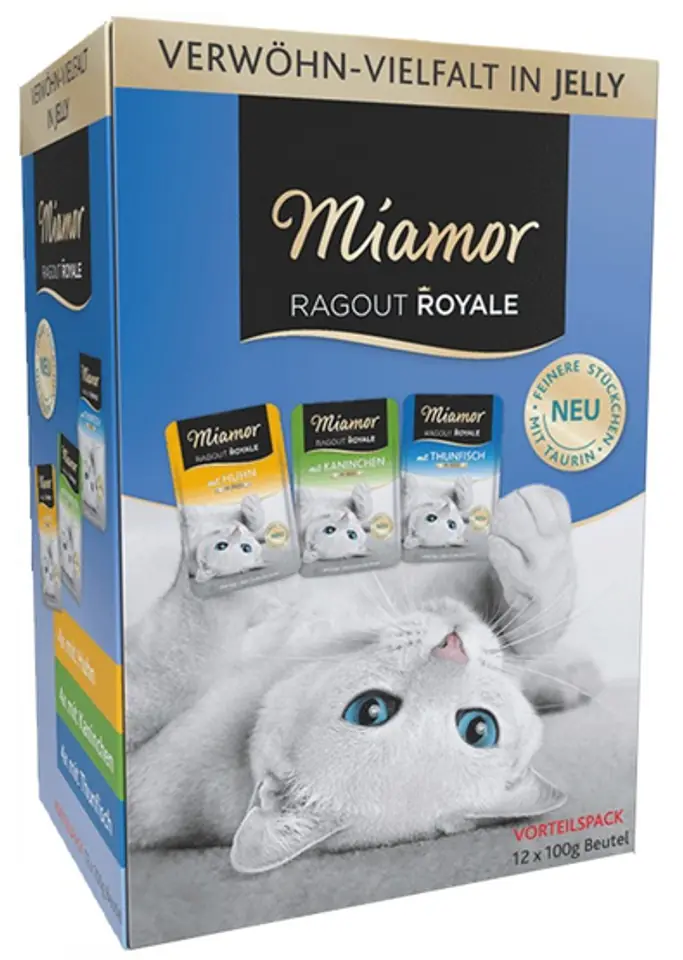 ⁨Miamor Ragout Royale Mix Galaretka - kurczak, królik, tuńczyk saszetki 12x100g⁩ w sklepie Wasserman.eu