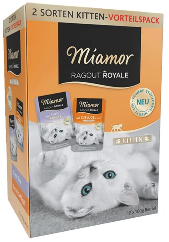 ⁨Miamor Ragout Royale Mix Jelly Kitten - poultry, beef sachets 12x100g⁩ at Wasserman.eu