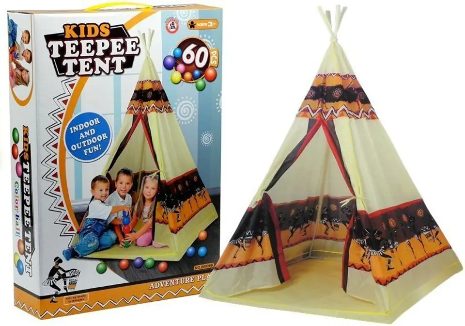 ⁨Namiot Tipi Indiański Dom Zabaw + 60 Piłek 155 cm⁩ w sklepie Wasserman.eu