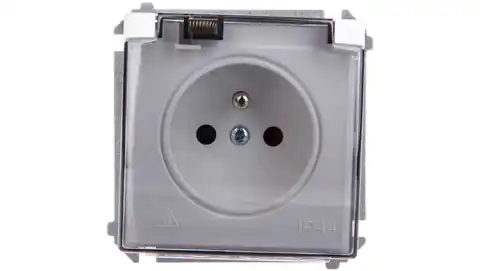 ⁨Simon Basic Splash-proof socket with IP44 with track aperture and smoke flap white BMGZ1Bz.01/11a⁩ at Wasserman.eu