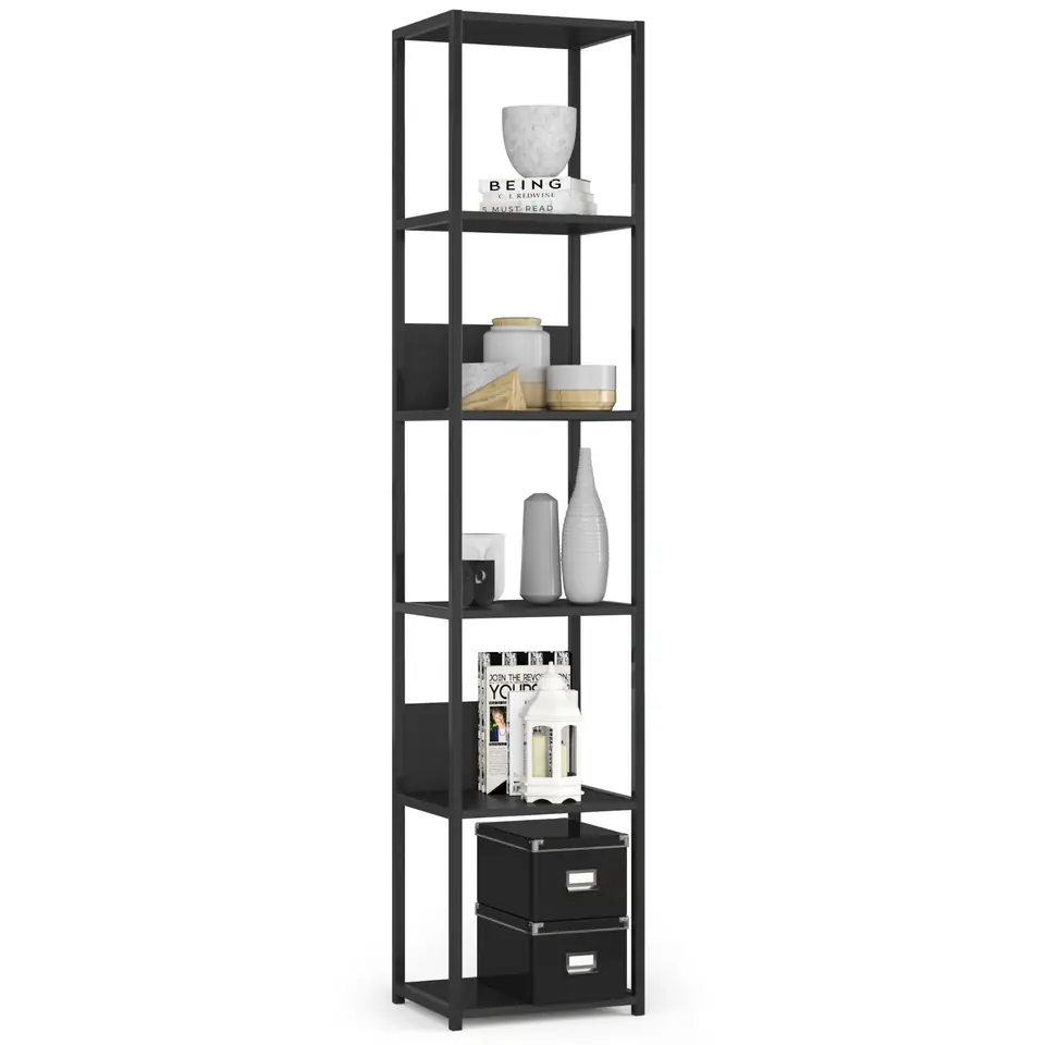 Regał loftowy metalowy 40 cm - czarny-czarny - 6 półek w sklepie Wasserman.eu