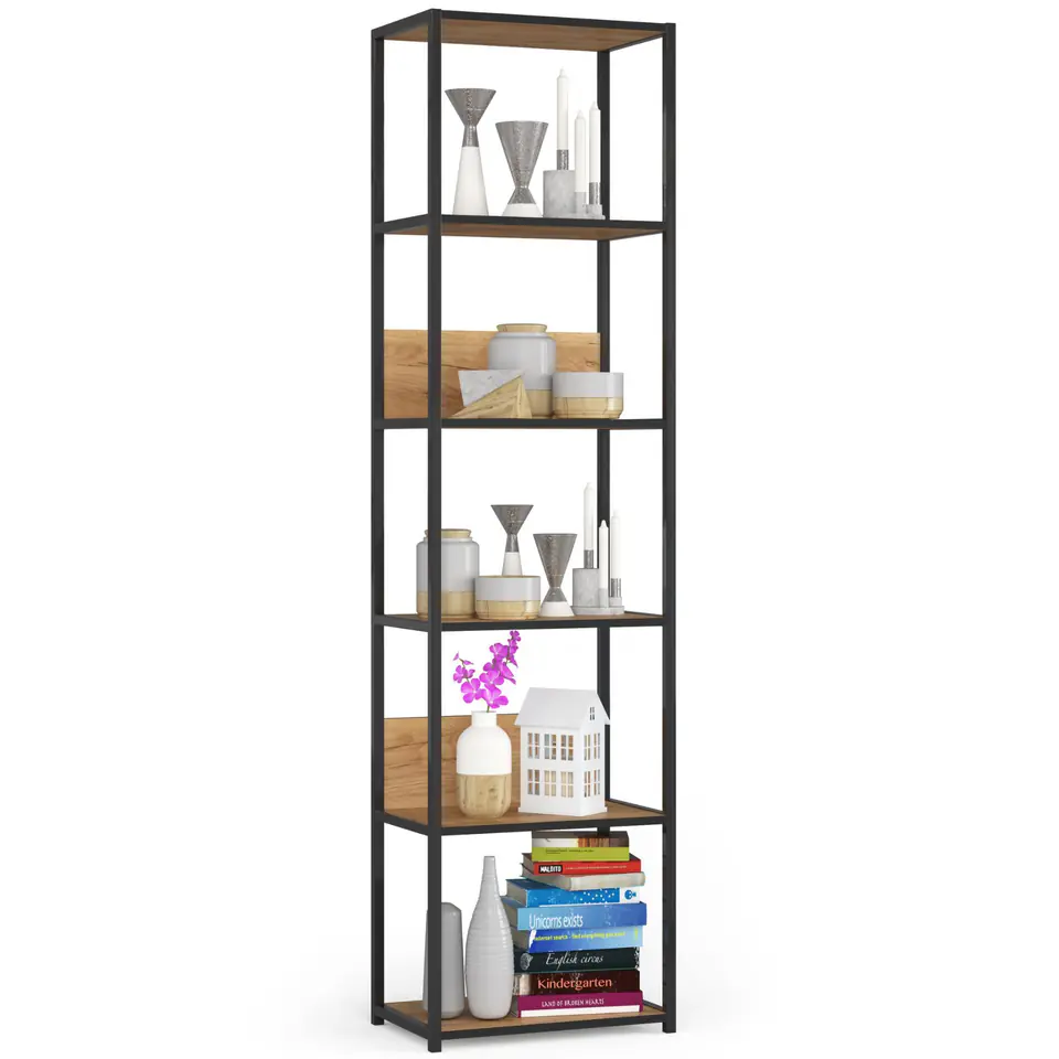 REGAŁ METALOWY LOFT 500 CZARNY/DĄB CRAFT w sklepie Wasserman.eu