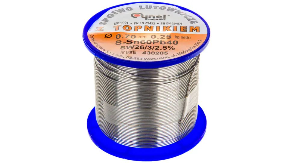 ⁨Soldering wire 0.7mm 250g DW 0.70/TLR E05ML-01010200501⁩ at Wasserman.eu