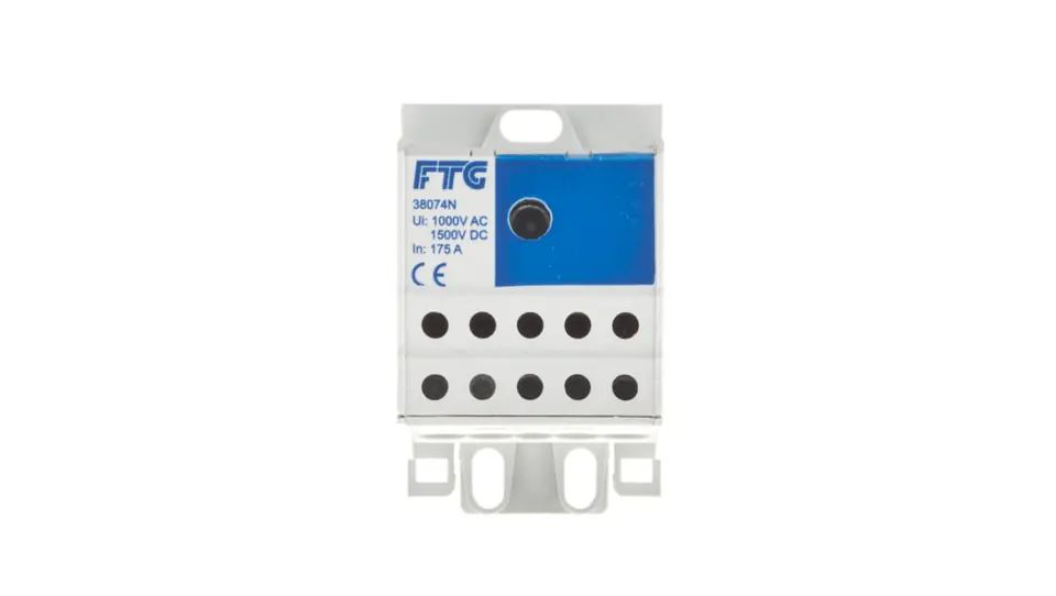 ⁨Distribution block 1-pole we: 1x16-70mm2 out: 10x2,5-16mm2 blue AUX38074N⁩ at Wasserman.eu