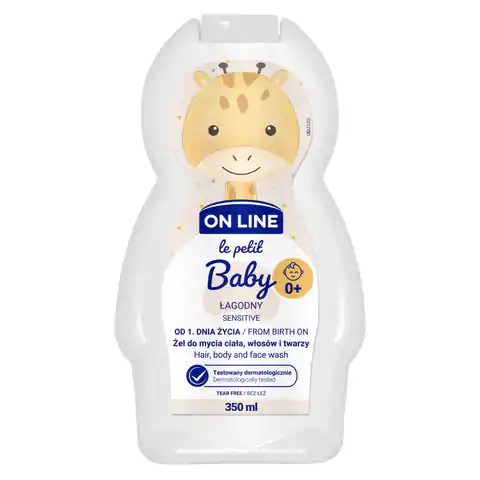 ⁨On Line Le Petit Baby Łagodny Żel 3w1 do mycia twarzy,ciała i włosów - od 1 dnia życia  350ml⁩ w sklepie Wasserman.eu