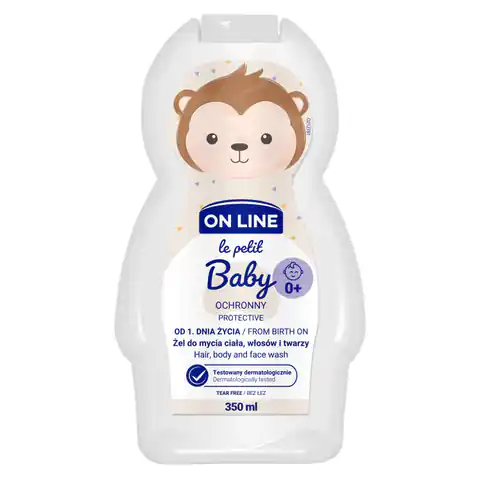 ⁨On Line Le Petit Baby Ochronny Żel 3w1 do mycia twarzy,ciała i włosów - od 1 dnia życia  350ml⁩ w sklepie Wasserman.eu