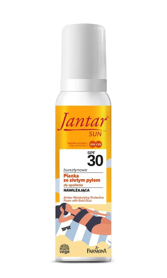 ⁨FARMONA Jantar Sun Bursztynowa Pianka do opalania ze złotym pyłem SPF30 - nawilżająca 150ml⁩ w sklepie Wasserman.eu