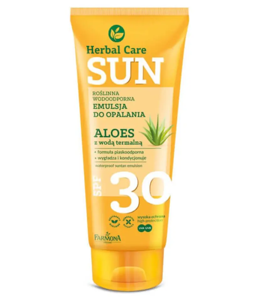 ⁨Farmona Herbal Care Sun Emulsja do opalania wodoodporna SPF30 Aloes z wodą termalną 150ml⁩ w sklepie Wasserman.eu