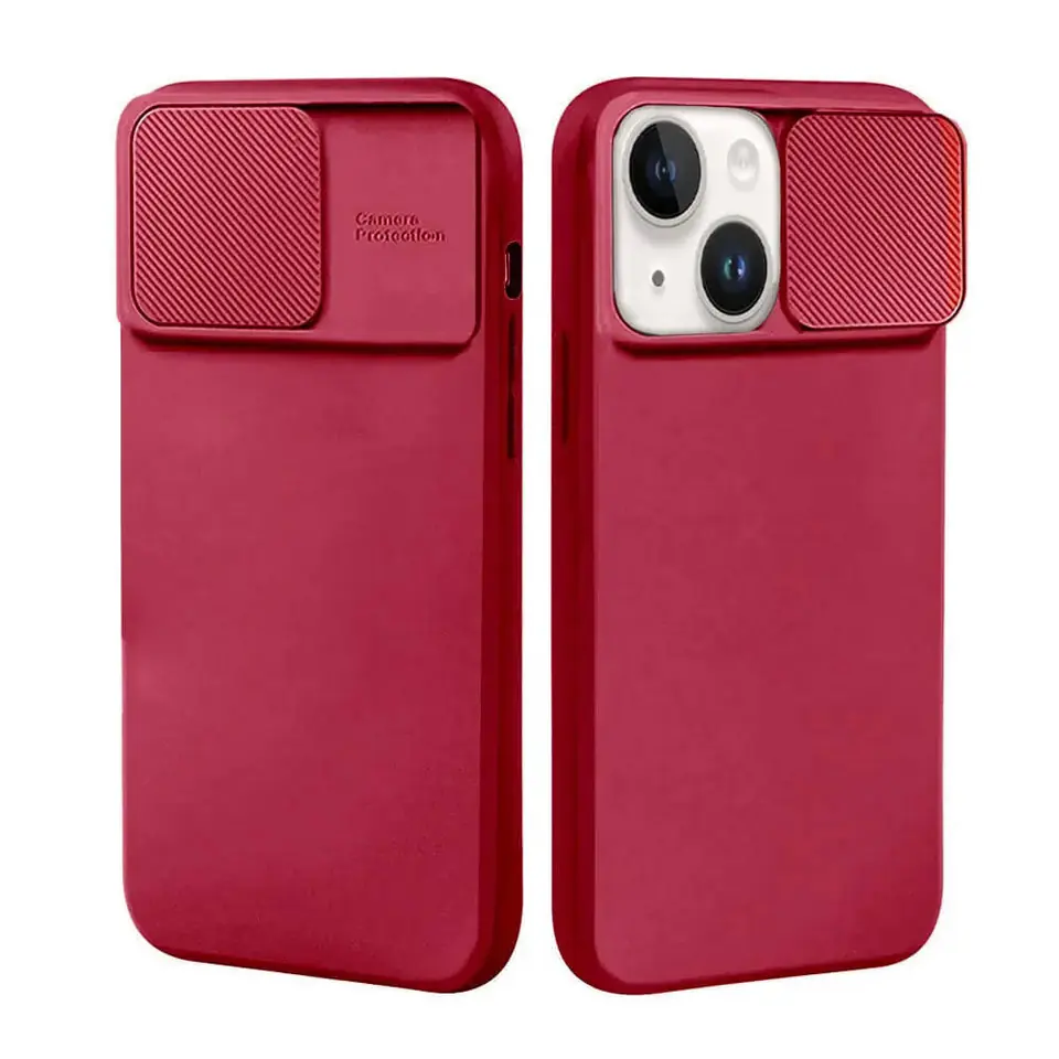 ⁨Case IPHONE 14 PLUS Silicone with Camera Cover Nexeri Silicone Burgundy Lens⁩ at Wasserman.eu