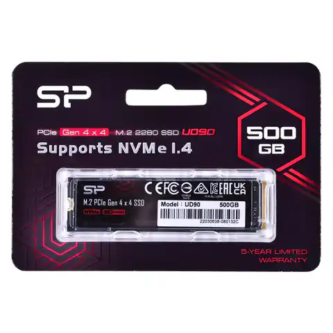 ⁨Dysk SSD Silicon Power UD90 500GB M.2 PCIe NVMe Gen4x4 NVMe 1.4 4800/3700 MB/s⁩ w sklepie Wasserman.eu