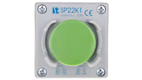 ⁨Kaseta sterownicza 1-otworowa przycisk grzybkowy z osłoną zielony 1Z szara IP65 SP22K1\26-1⁩ w sklepie Wasserman.eu