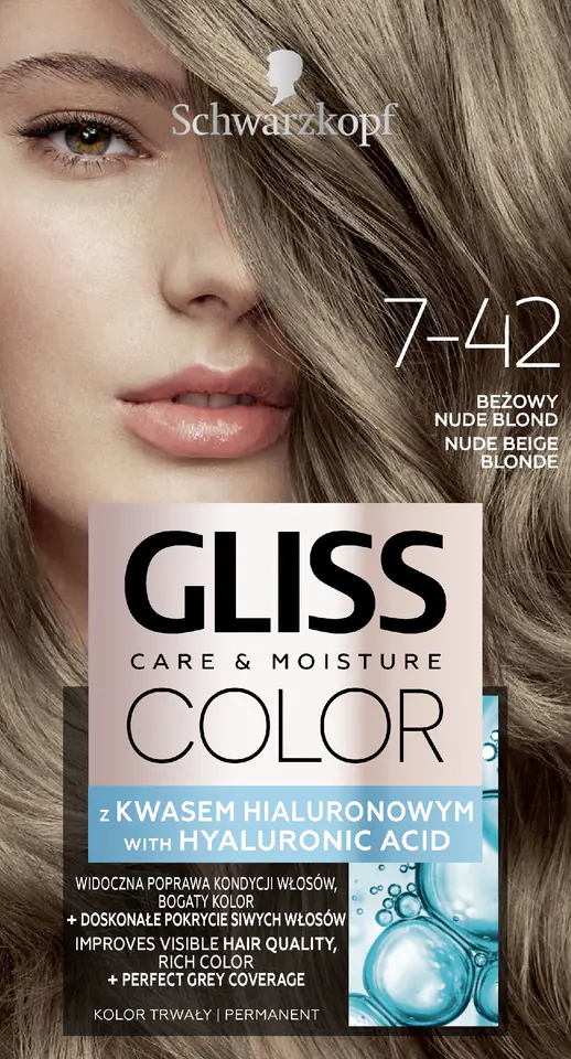 ⁨Schwarzkopf  Gliss Color Krem koloryzujący nr 7-42 Beżowy Nude Blond 1op.⁩ w sklepie Wasserman.eu