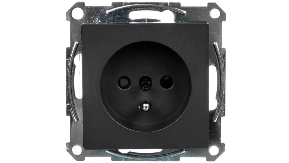 ⁨Merten System M Single socket with/u 16A IP20 with aperture anthracite MTN2500-0414⁩ at Wasserman.eu