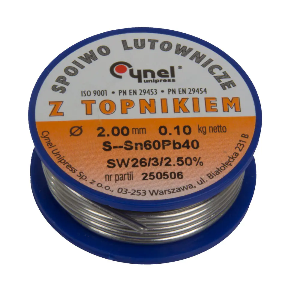 ⁨Spoiwo lutownicze lc60 fi=2,5mm, szpula 100g⁩ w sklepie Wasserman.eu