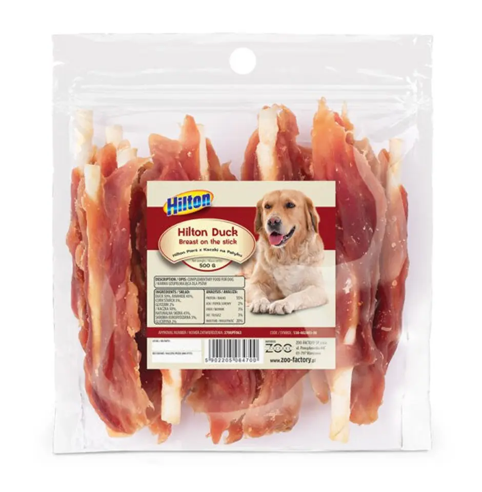 ⁨HILTON Duck Breast on the stick - dog chew - 500g⁩ at Wasserman.eu