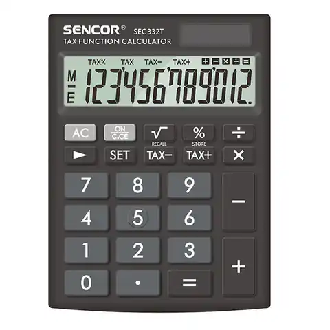 ⁨Sencor Kalkulator SEC 332 T, czarna, biurkowy, 12 miejsc, podwójne zasilanie⁩ w sklepie Wasserman.eu