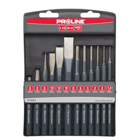 ⁨31361 Set of punches, cutters and points - 12 pieces, Proline⁩ at Wasserman.eu