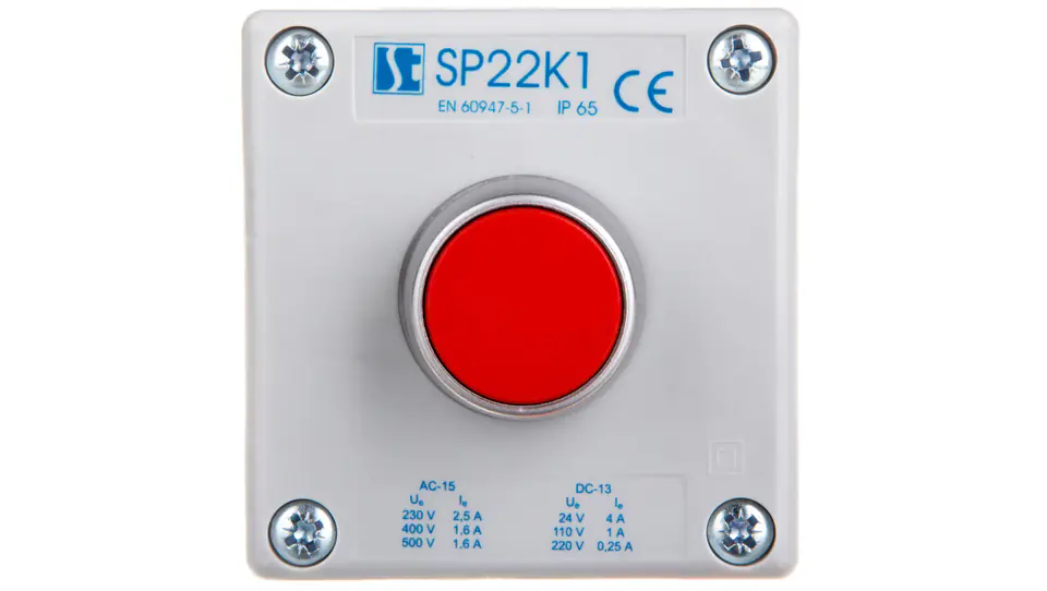 ⁨Control station 1-hole red 1R grey IP65 1x membrane M20 SP22K1\02-1⁩ at Wasserman.eu