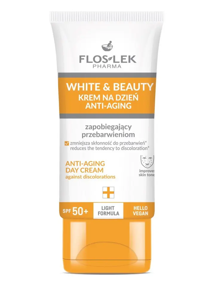 FLOSLEK Pharma White&Beauty Krem na dzień Anti-Aging zapobiegający przebarwieniom SPF50+ 50ml w sklepie Wasserman.eu