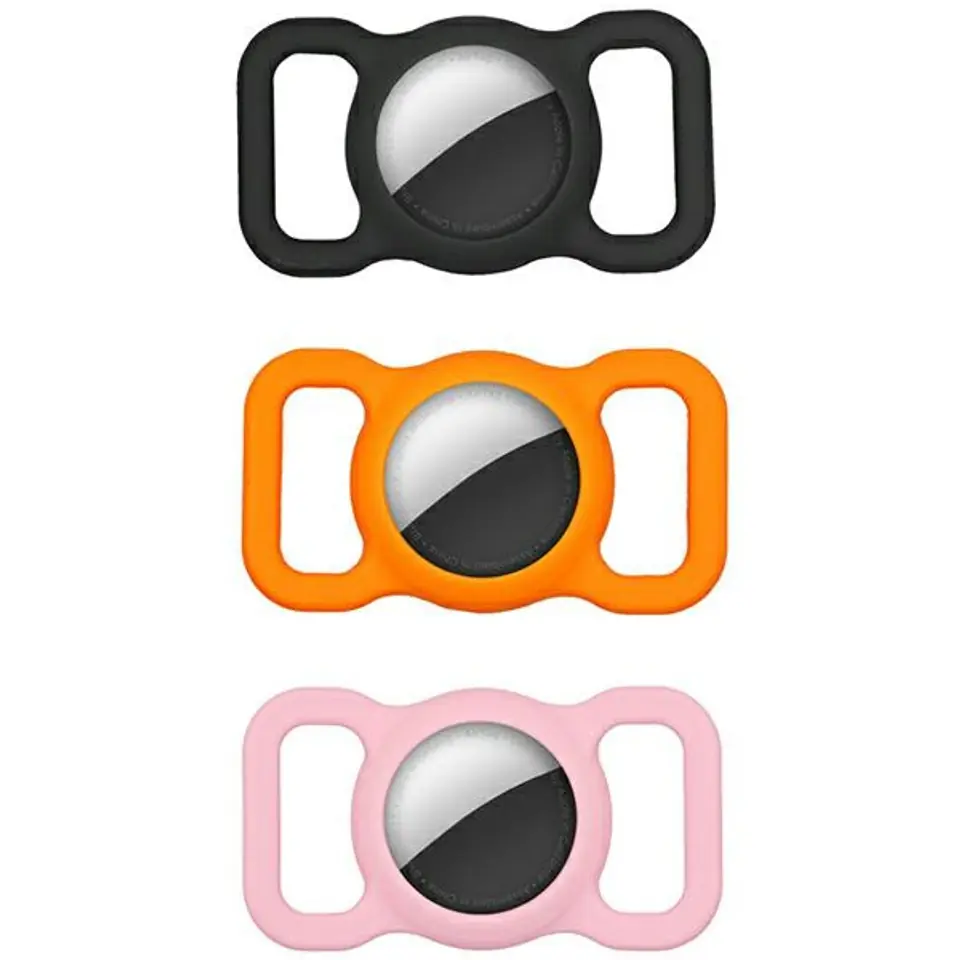 ⁨4smarts Silicone Case PetSet dla AirTag etui na  AirTag 3 szt. (1 x Black, 1 x Orange, 1 x Pink) 540289⁩ w sklepie Wasserman.eu