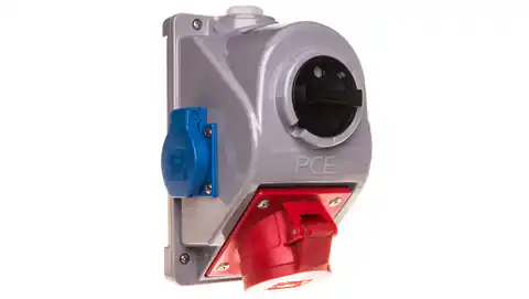 ⁨Einbausatz mit Sockel 16A 5P+2x2P+Z schuko (0-1) rot Combopol 61132-6 96061552W⁩ im Wasserman.eu