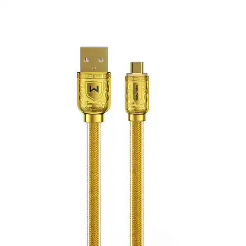 ⁨WK Design Sakin Series kabel szybkiego ładowania / transmisji danych USB - microUSB 6A 1m złoty (WDC-161)⁩ w sklepie Wasserman.eu
