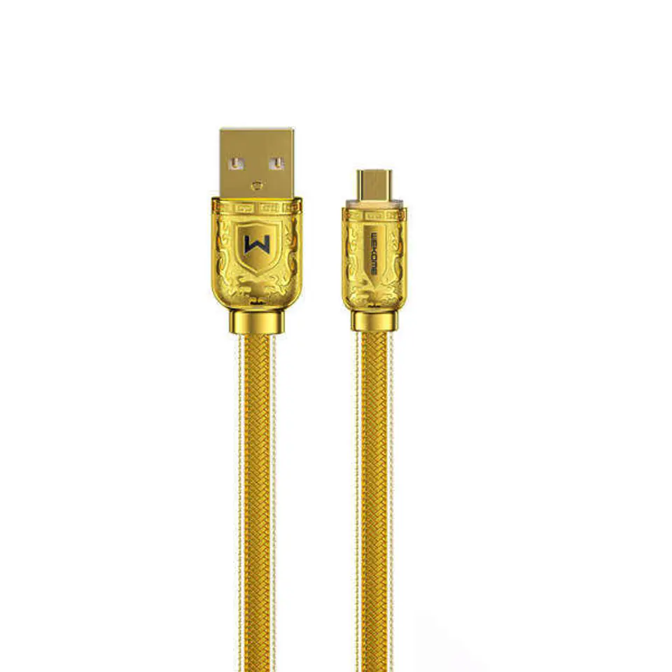 ⁨WK Design Sakin Series kabel szybkiego ładowania / transmisji danych USB - microUSB 6A 1m złoty (WDC-161)⁩ w sklepie Wasserman.eu