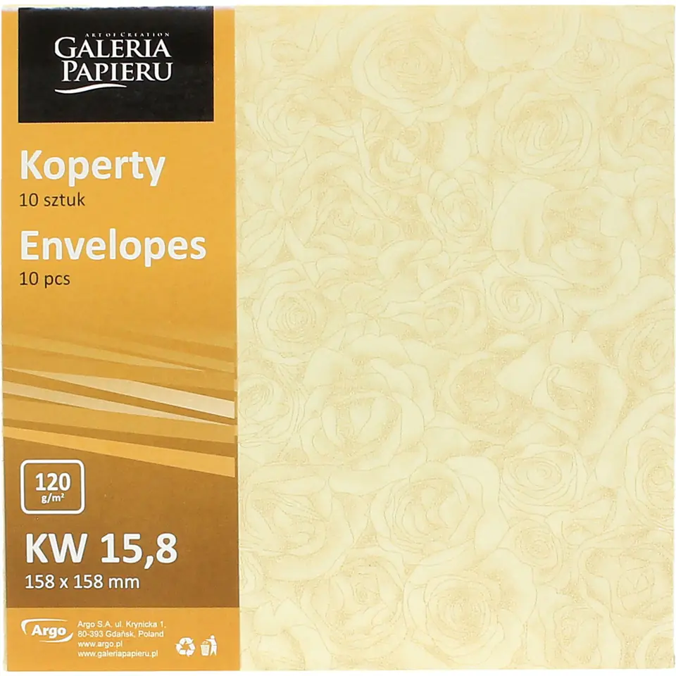 ⁨Koperta 158x158mm Róże kremowy P 120g. (10szt.) 280303 Galeria Papieru⁩ w sklepie Wasserman.eu