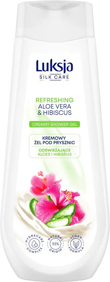 ⁨Luksja Silk Care Odświeżający Kremowy Żel pod prysznic -  Aloes i Hibiskus 500ml⁩ w sklepie Wasserman.eu