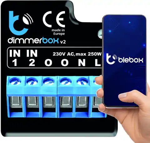 ⁨Blebox dimmerBox ściemniacz WiFi do źródeł światła 230V sterowany z aplikacji⁩ w sklepie Wasserman.eu