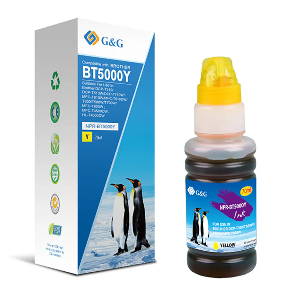⁨G&G kompatybilny ink / tusz z BT-5000Y, NPR-BT5000Y, yellow, 5000s⁩ w sklepie Wasserman.eu