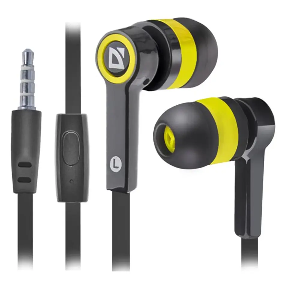 ⁨Defender Pulse 420, słuchawki z mikrofonem, przewodowa, czarno-zółte, douszne, 3.5 mm jack⁩ w sklepie Wasserman.eu