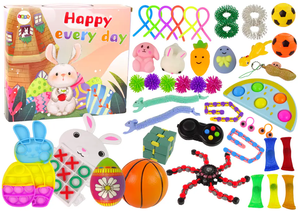 ⁨Zestaw Zabawek Wielkanocnych Fidget Toys Pop It Squishy Antystresowe 42 Elementy⁩ w sklepie Wasserman.eu