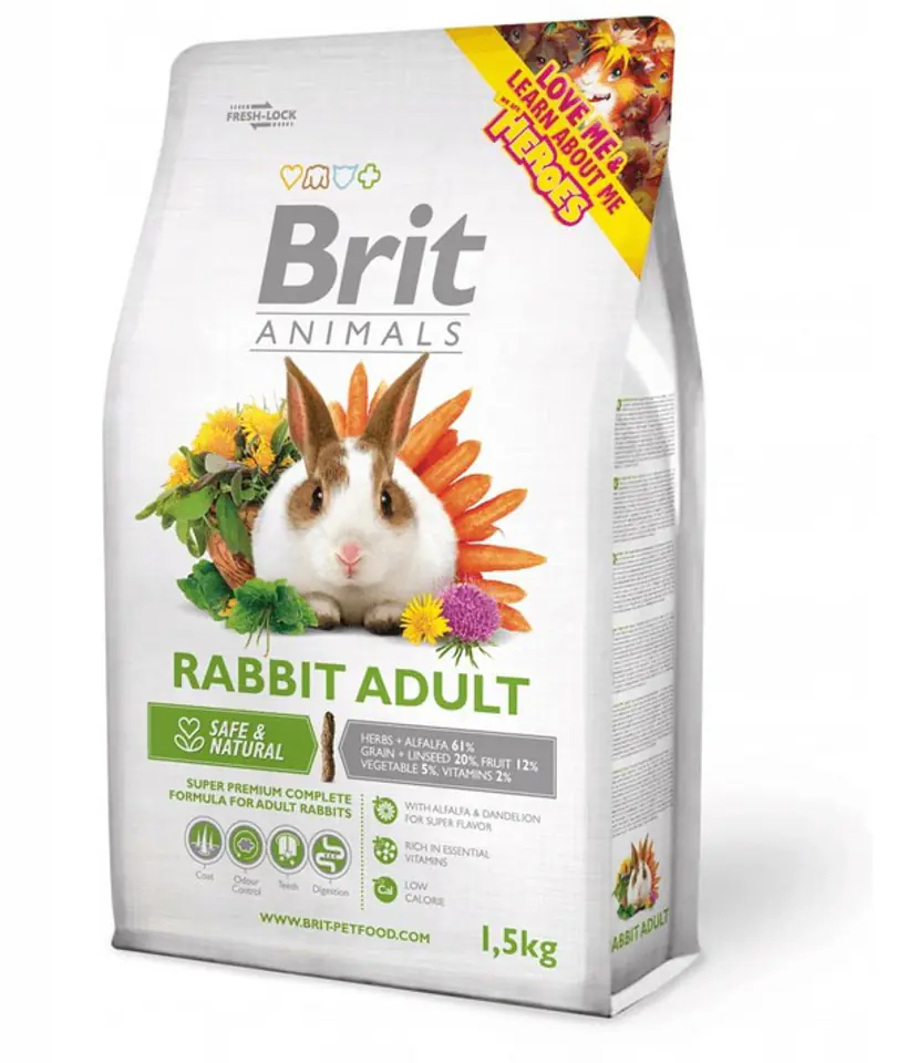 ⁨BRIT Animals Rabbit Adult Complete - rabbit food - 1.5kg⁩ at Wasserman.eu