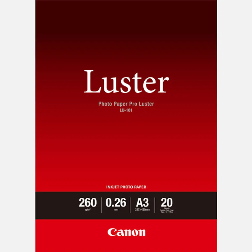 ⁨Canon LU-101 Photo Paper, LU-101, foto papier, połysk, 6211B007, biały, A3, 260 g/m2, 20 szt., atrament⁩ w sklepie Wasserman.eu