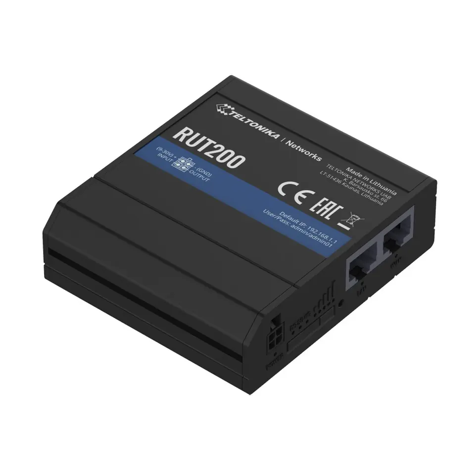 TELTONIKA RUT200 INDUSTRIAL CELLULAR ROUTER 4G/LTE (Cat 4), 3G, 2G w sklepie Wasserman.eu