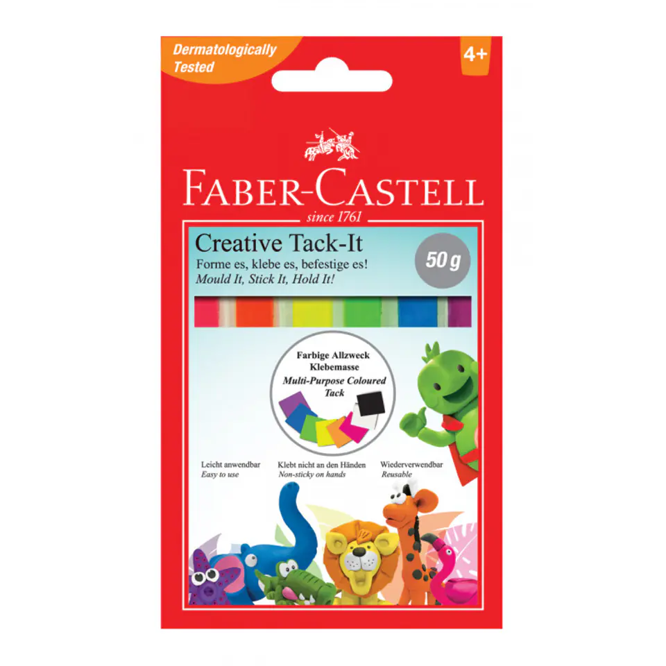 ⁨Masa mocująca TACK-IT 50g mix kolorów FC 187094 FABER-CASTELL⁩ w sklepie Wasserman.eu