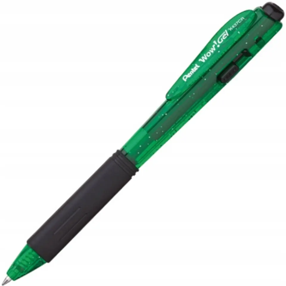 ⁨Długopis żelowy WOW K437CR/D zielony pstryk.gum.uchwyt PENTEL⁩ w sklepie Wasserman.eu
