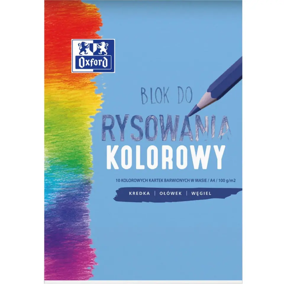 ⁨Blok rysunkowy szkolny A4 kolorowy 10 kartek 100g 400166069 OXFORD⁩ w sklepie Wasserman.eu