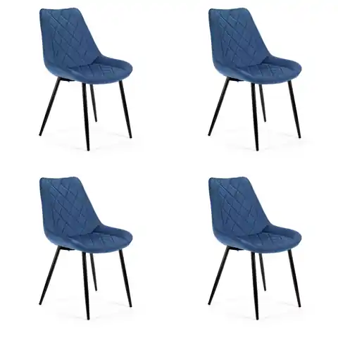 ⁨4x Velour upholstered quilted chair SJ.0488 Navy⁩ at Wasserman.eu