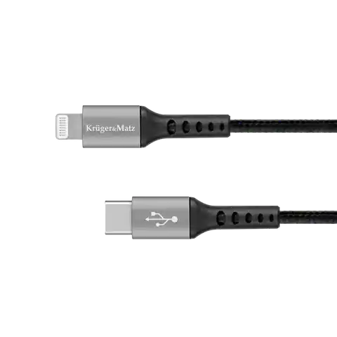 ⁨Kabel USB typu C - wtyk Lightning C94 MFi 1 m Kruger&Matz⁩ w sklepie Wasserman.eu