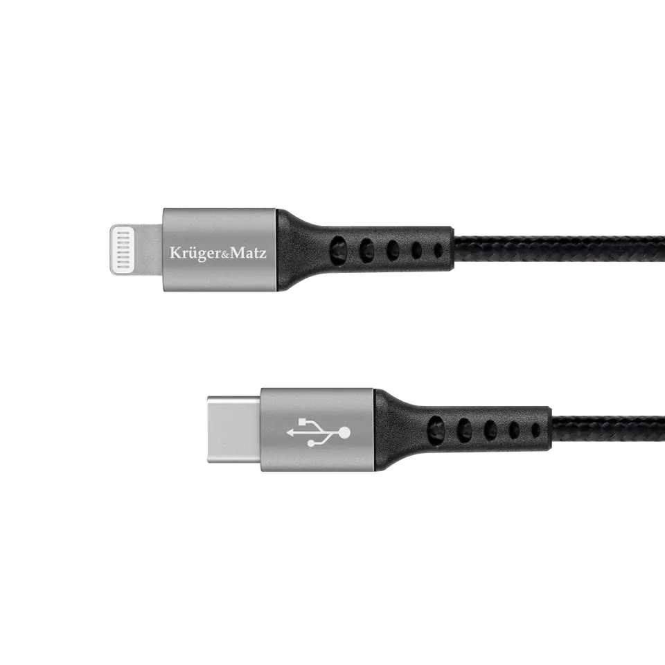 ⁨Kabel USB typu C - wtyk Lightning C94 MFi 1 m Kruger&Matz⁩ w sklepie Wasserman.eu