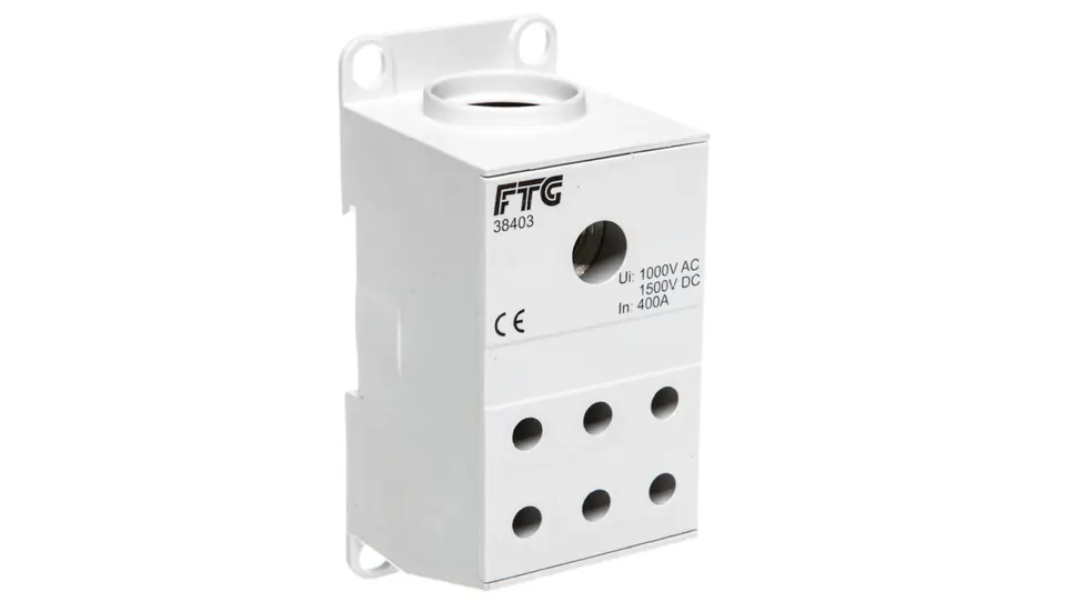 ⁨CU distribution block with 1 potential, 175 A, inputs: 1 x 95 - 240 mm2 (wire), or 1 x 70 - 185 mm2 (cable), outputs: 6 x 10 -50⁩ at Wasserman.eu