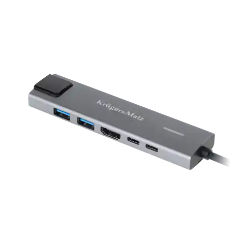 ⁨Adapter (HUB) USB typu C na HDMI/2x USB3.0/2x USB typu C/RJ45⁩ w sklepie Wasserman.eu
