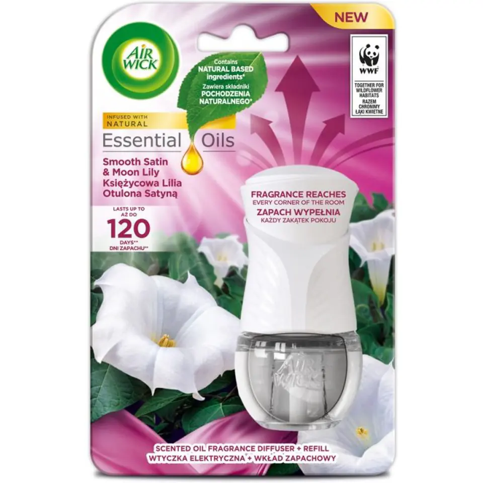 ⁨Air Wick Essential Oils Electric Air Freshener & Refill Lunar Lily Wrapped in Satin 19ml⁩ at Wasserman.eu