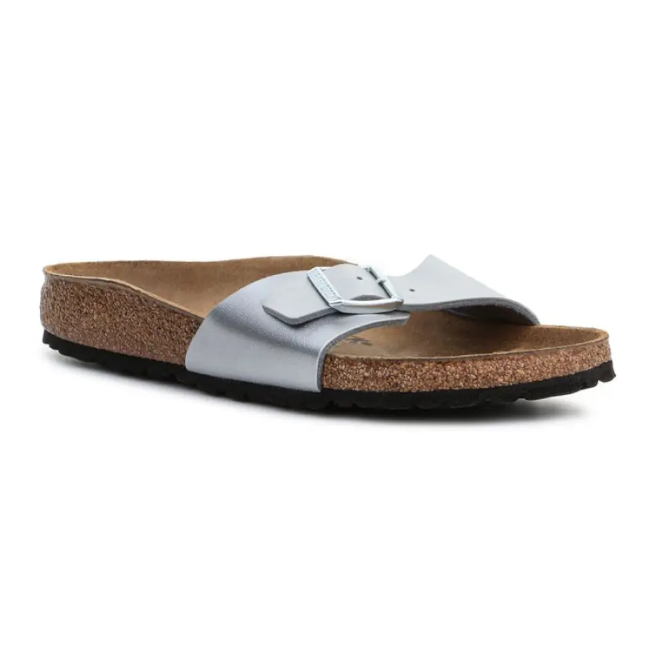 ⁨Klapki Birkenstock Madrid Silver W (kolor Szary/Srebrny, rozmiar EU 41)⁩ w sklepie Wasserman.eu